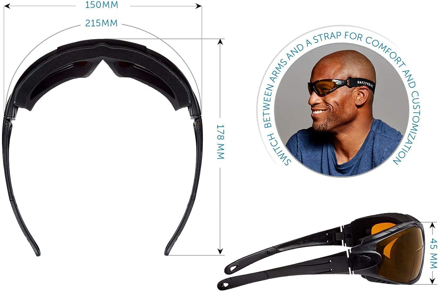SafetyBlue Sleep Savior Deluxe Amber Lens Glasses – Blue & Green Light Blocking