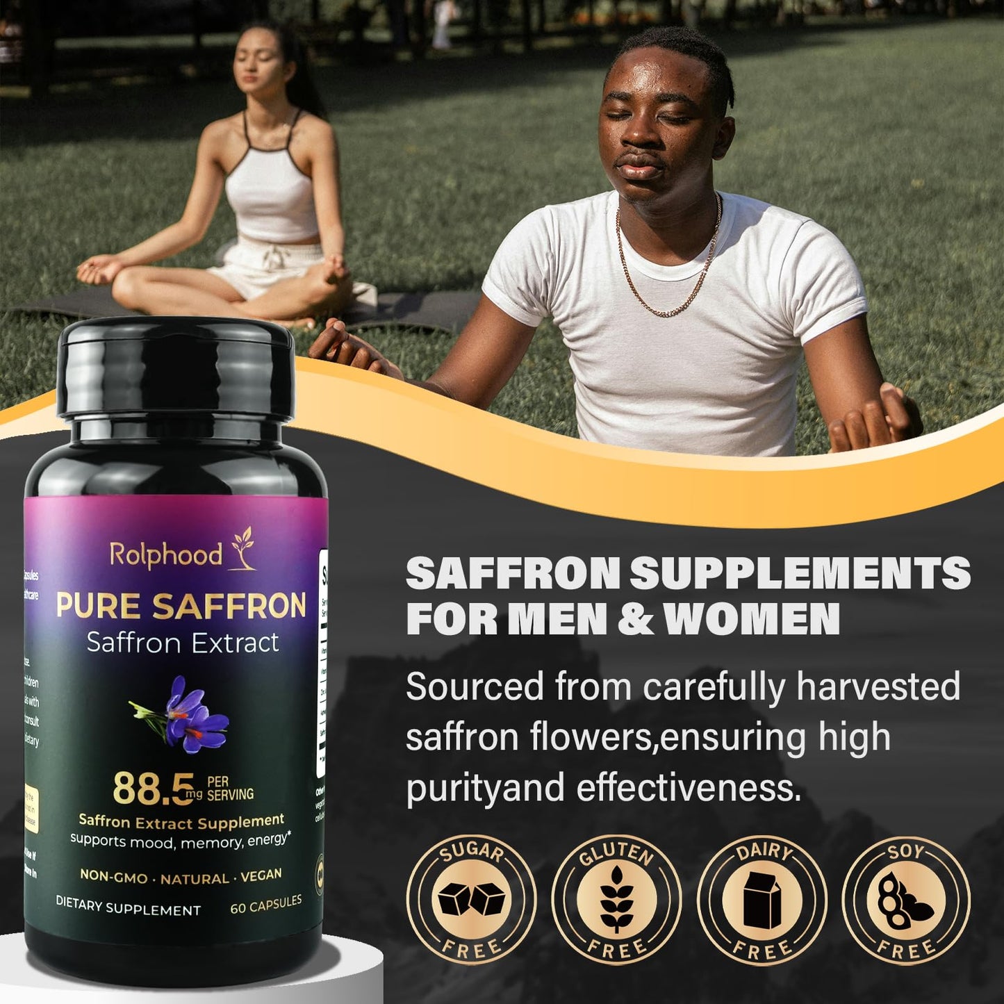 Saffron Extract Capsules 88.5mg – Mood, Energy & Vision Support | Vegan, Non-GMO, 60 Capsules
