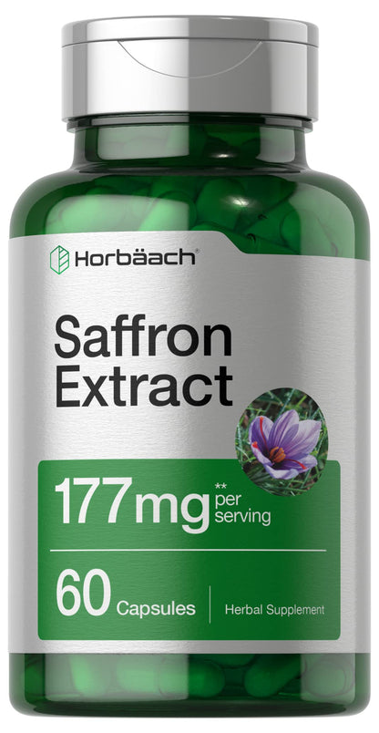 Horbaach Saffron Extract Capsules | 177 mg per Serving | 60 Pills | Non-GMO, Gluten Free