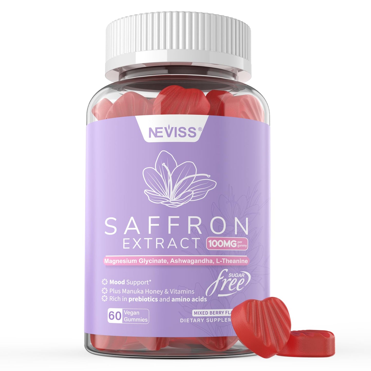 Saffron Gummies 100mg – 100% Pure Saffron Extract, Mood & Power (60 Count)