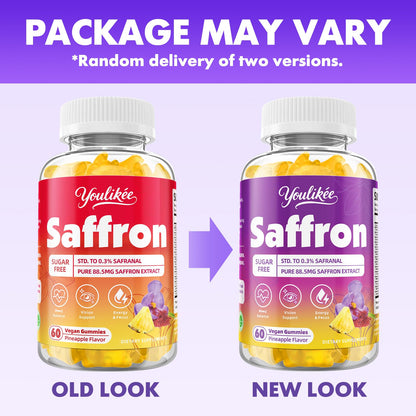 Saffron Gummies 88.5mg – Pineapple 60 Count | Magnesium, Rhodiola, Ashwagandha