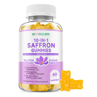 Saffron Gummies for Adults – 60 Count, 10-in-1 Cortisol Support
