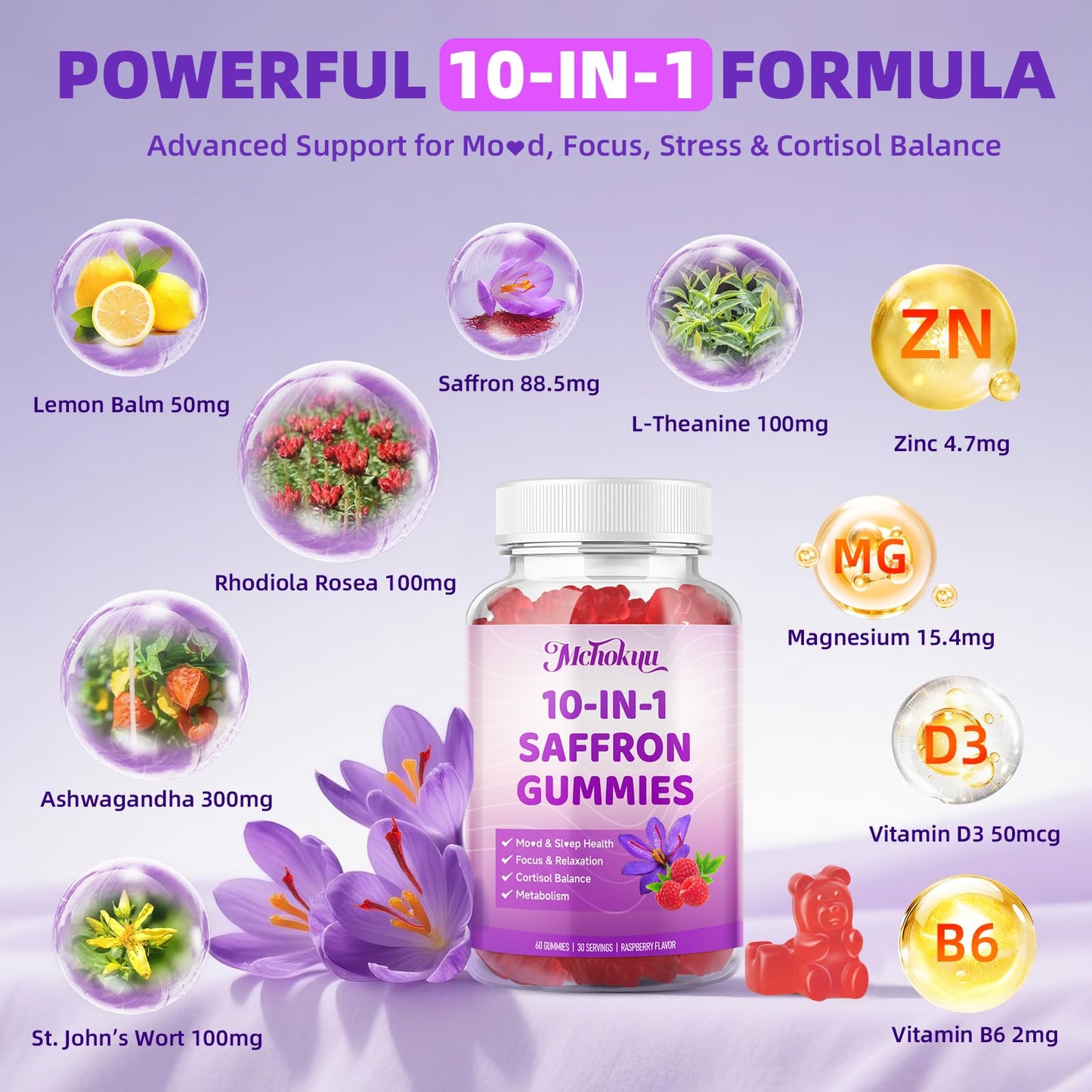 Saffron Gummies for Kids & Adults – Vision, Focus & Stress Support