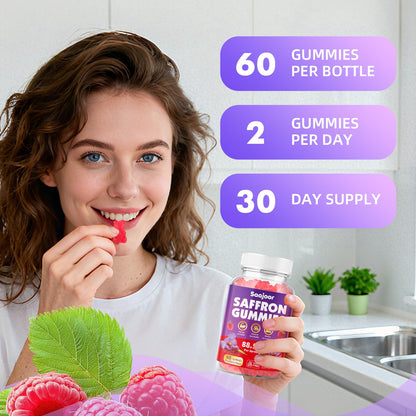 Vegan Saffron Gummies for Mood & Focus – Raspberry, 120 Gummies