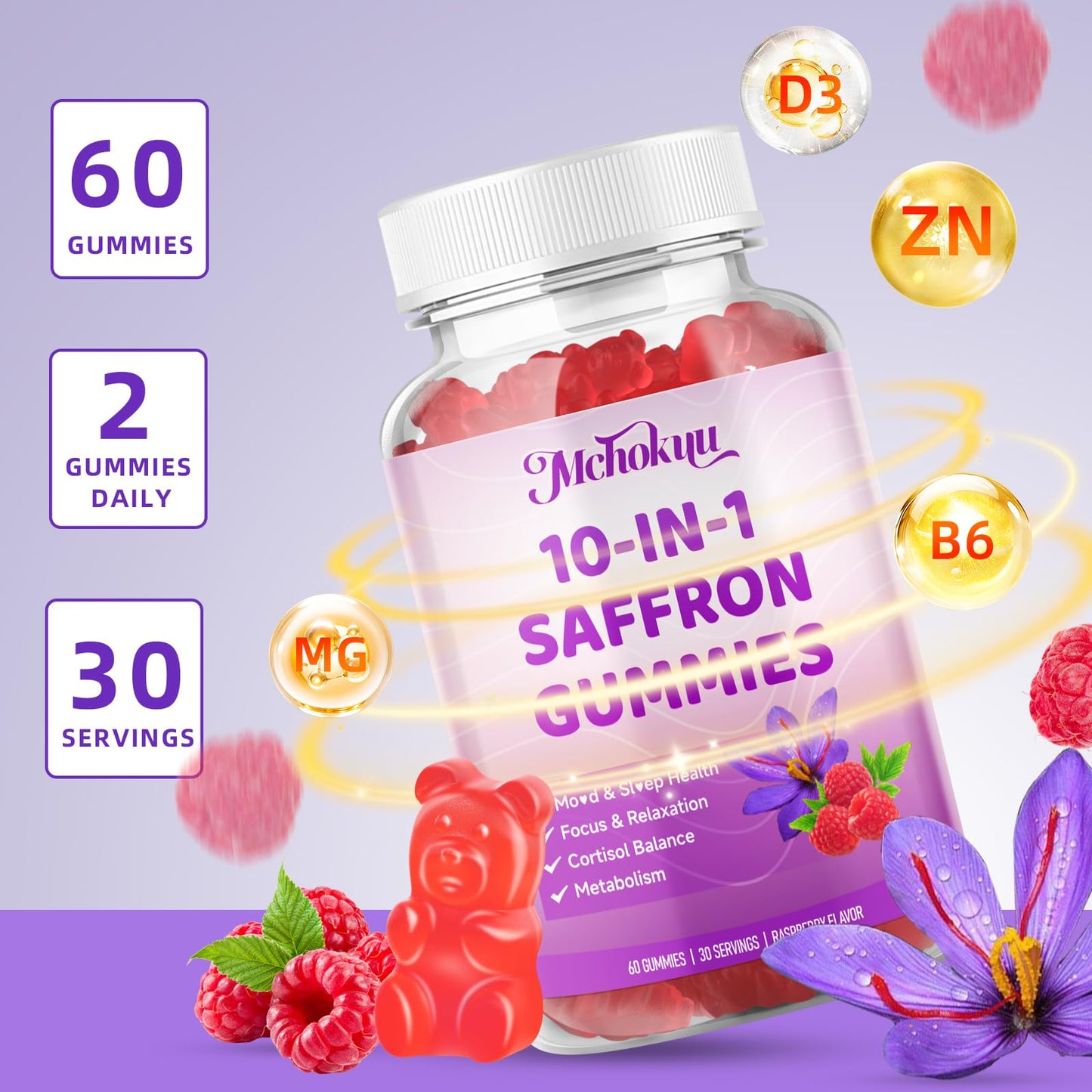 Saffron Gummies for Kids & Adults – Vision, Focus & Stress Support