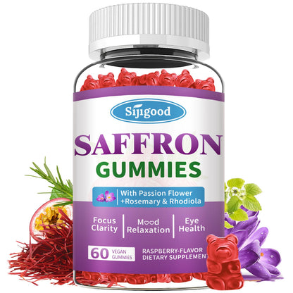 Saffron Gummies Sugar Free Mood Support – Raspberry Flavor (60 Count)