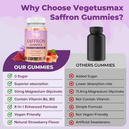 Saffron Gummies for Adults – Mood, Focus & Sleep Support (60 Count)