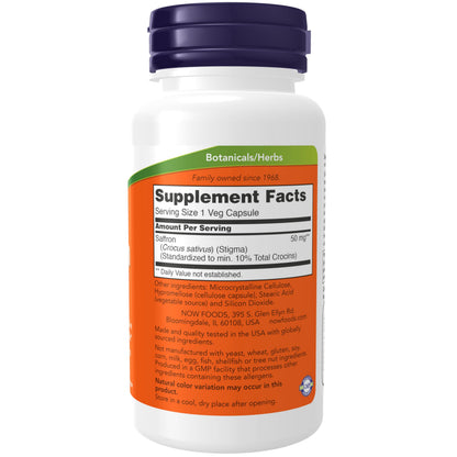 NOW Foods Saffron Whole Herb 50 mg – 60 Veg Capsules | Mood Support