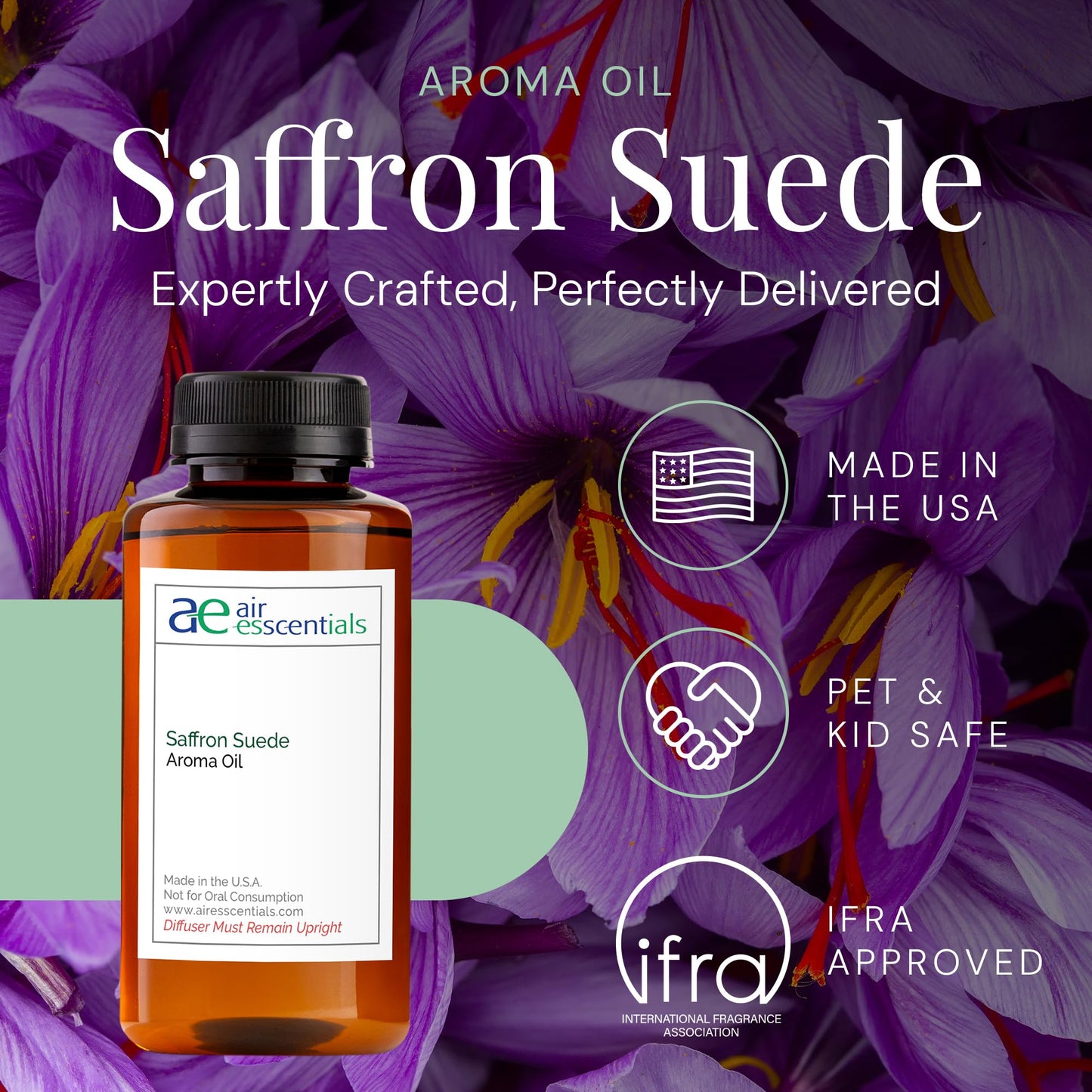 Saffron Suede Aroma Oil | Essential Oils Blend for Diffusers & Cold Air Diffusers | 300 mL