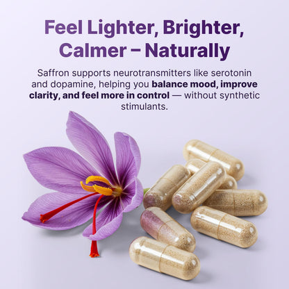 Saffron Supplements - 88.5 mg Pure Saffron Extract Capsules | Mood, Focus, Eye Health - Made in USA