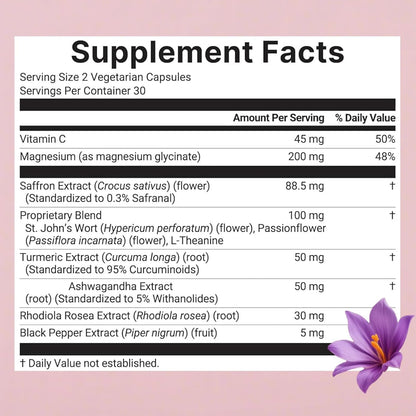10-in-1 Saffron Wellness Supplement – Ashwagandha, Vitamin C, Magnesium | 60 Vegan Capsules | Non-GMO