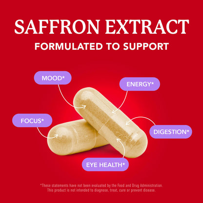 Saffron Supplements 88.5mg – 3-Month Supply | Mood, Focus, Eye Health & Energy | Gluten-Free & Non-GMO | 90 Capsules