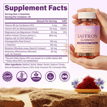 Saffron Gummies for Adults – Mood, Focus & Sleep Support (60 Count)