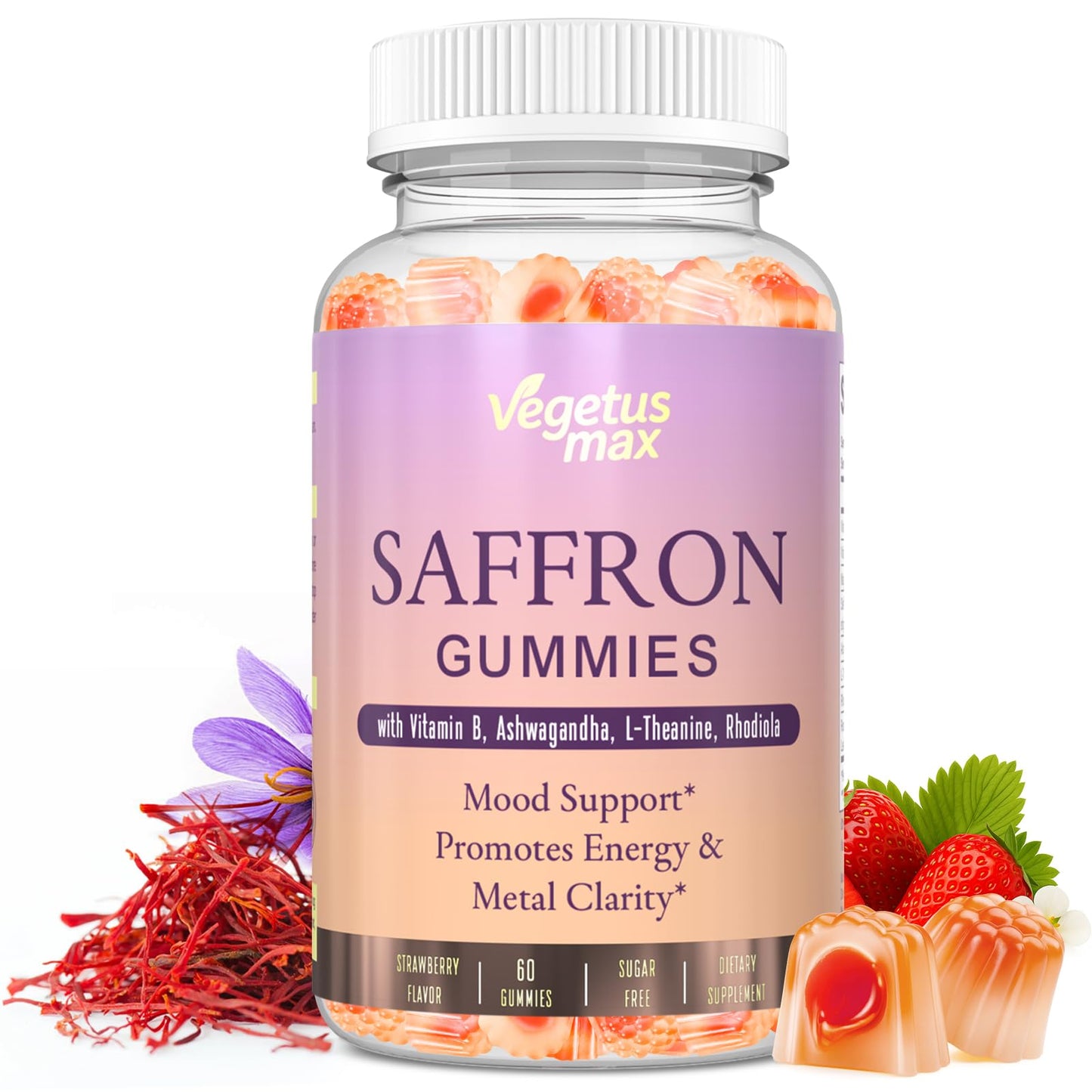 Saffron Gummies for Adults – Mood, Focus & Sleep Support (60 Count)