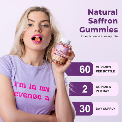 Saffron Gummies for Adults – Mood, Focus & Sleep Support (60 Count)