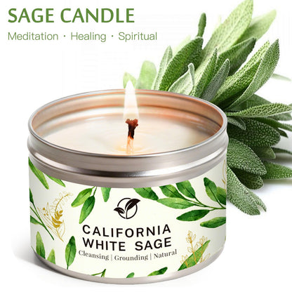White Sage Candle 6 oz - 35 Hr Burn Time | Cleansing & Aromatherapy