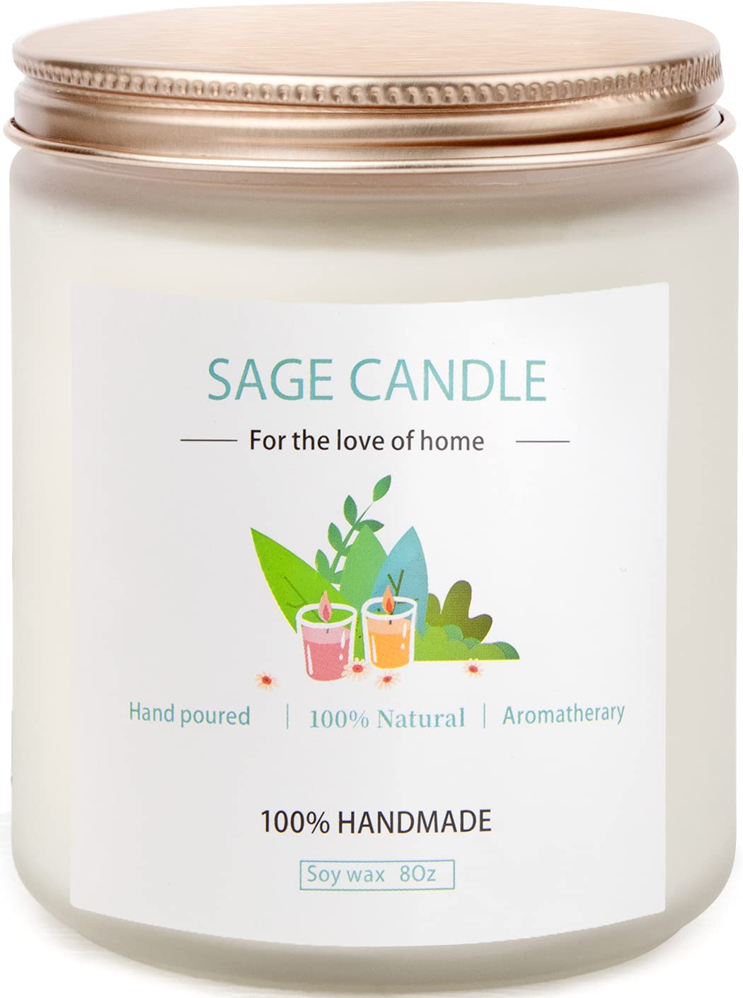 Sage Candle 8oz – Purification & Healing, 45h Soy Wax for Home Cleansing