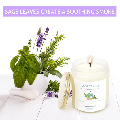 Sage Candle 8oz – Purification & Healing, 45h Soy Wax for Home Cleansing