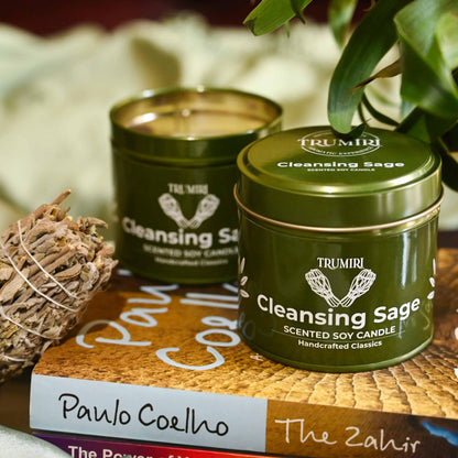 Sage Candle for Cleansing House with Crystals – 5oz Soy Wax, Non-Toxic Aromatherapy Gift