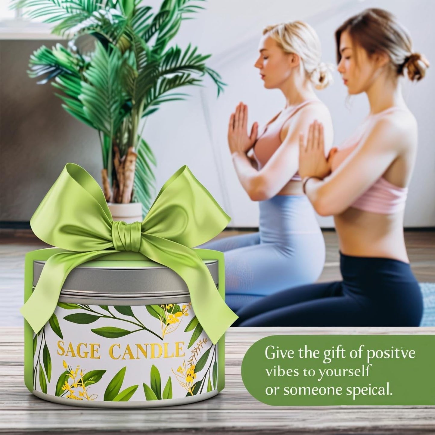 4 Pack Sage Candles with Crystal Healing Stones – White Sage & Energy Cleansing