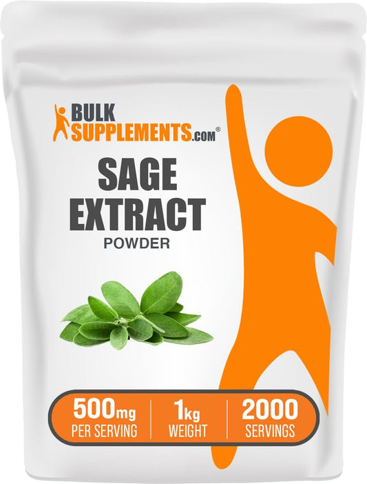 BulkSupplements Sage Extract Powder - 1kg, 500mg/Serving, Gluten Free Herbal Supplement BritishVita | Premium UK Vitamins & Wellness Supplements