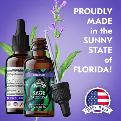 Sage Extract – Natural Dried Sage Supplement (Salvia officinalis) – Organic, Non-GMO – Made in USA – 2 oz (Pack of 2)