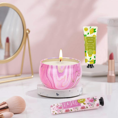Gifts for Women - Candles Gift Set & Hand Cream Lotion Set (8 Pack) | Birthday, Teacher Appreciation & Christmas Gifts