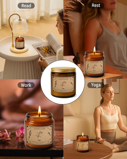 Sage Candles for Cleansing - 16oz Large Jar Scented Candle | 100+ Hour Burn Time | Home Decor & Gift