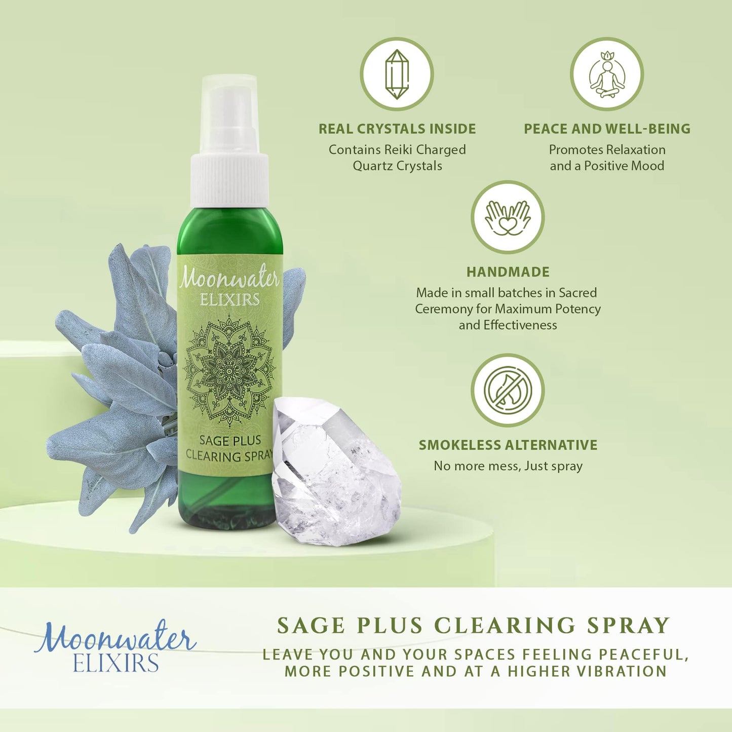 White Sage Smudge Spray – Reiki Charged Sage Mist for Cleansing & Aura Protection (4oz)