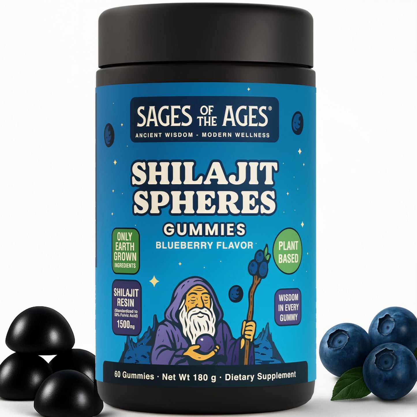 Sages Of The Ages Shilajit Gummies – 1500 mg Fulvic Acid, Vegan, Sugar-Free