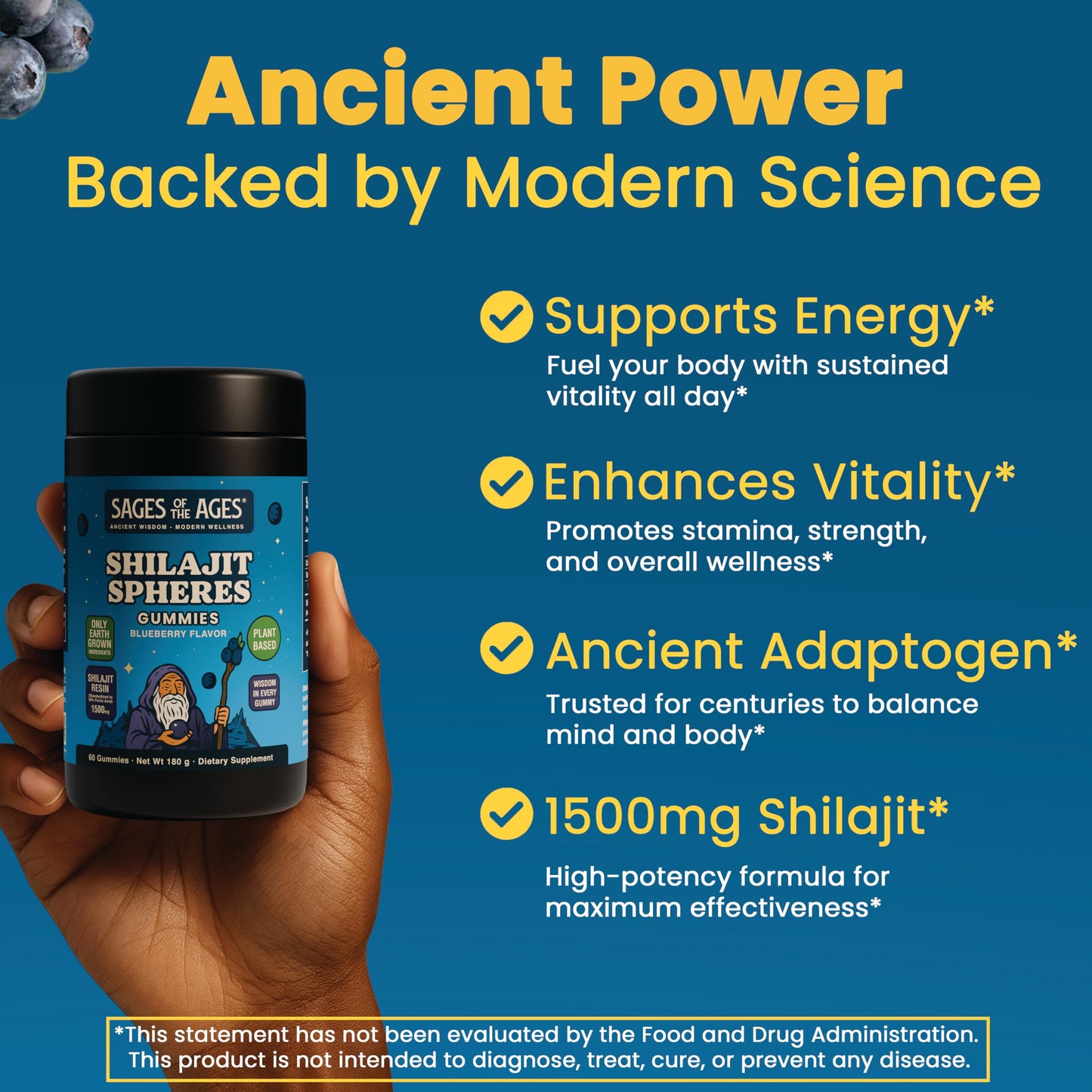 Sages Of The Ages Shilajit Gummies – 1500 mg Fulvic Acid, Vegan, Sugar-Free