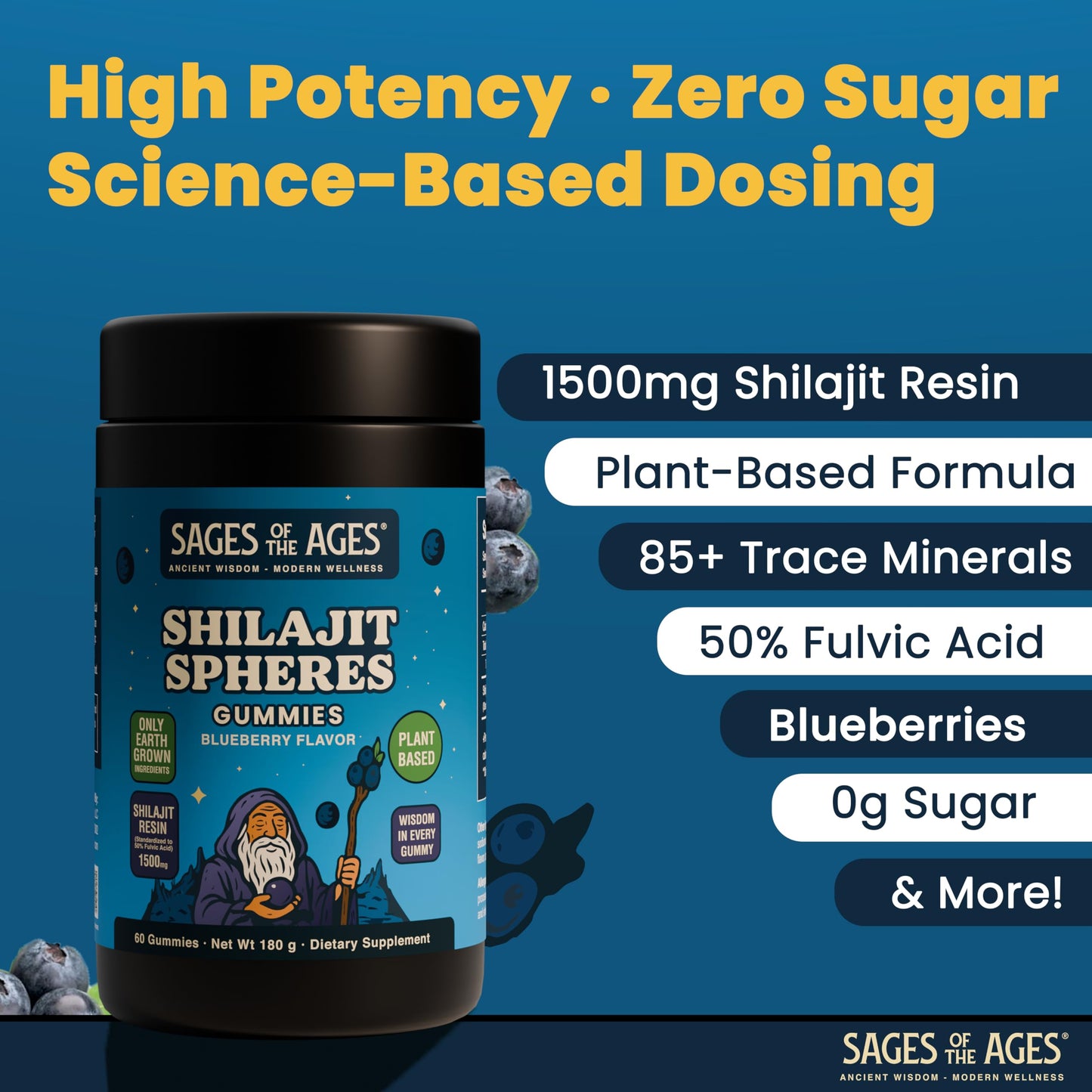 Sages Of The Ages Shilajit Gummies – 1500 mg Fulvic Acid, Vegan, Sugar-Free