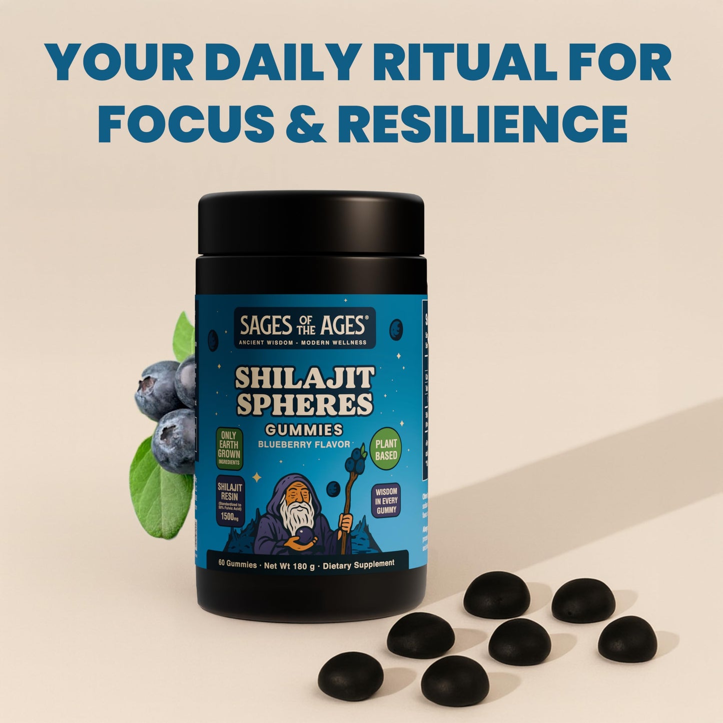 Sages Of The Ages Shilajit Gummies – 1500 mg Fulvic Acid, Vegan, Sugar-Free