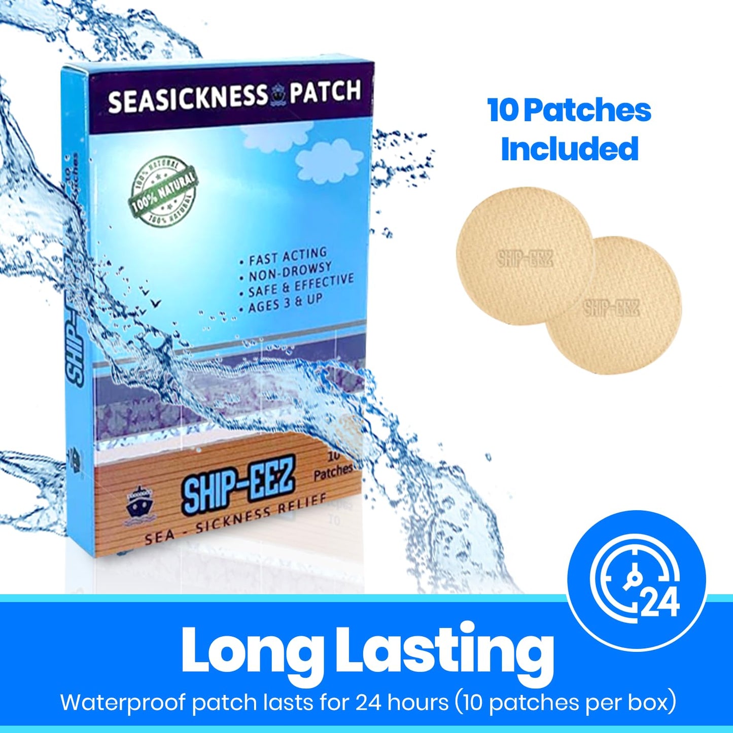 SAILPAK Ship-EEZ Sea Sickness Patch for Cruisers - All Natural & Non-Drowsy