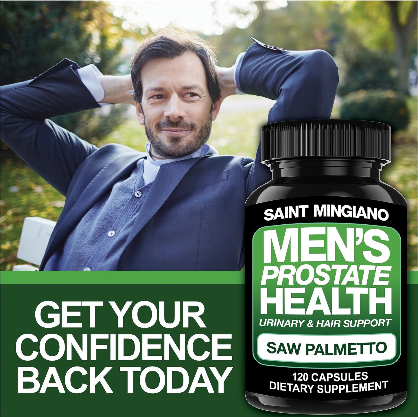 Saint Mingiano Prostate Health Supplement - 120 Capsules | Saw Palmetto, Urinary Support & Hair Health
