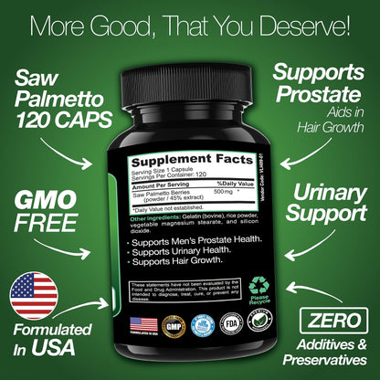 Saint Mingiano Prostate Health Supplement - 120 Capsules | Saw Palmetto, Urinary Support & Hair Health