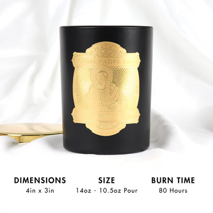 SAINT Padre Pio Scented Candle with Prayer Coin – Healing, Italy | Soy Coconut, 80 Hour Burn