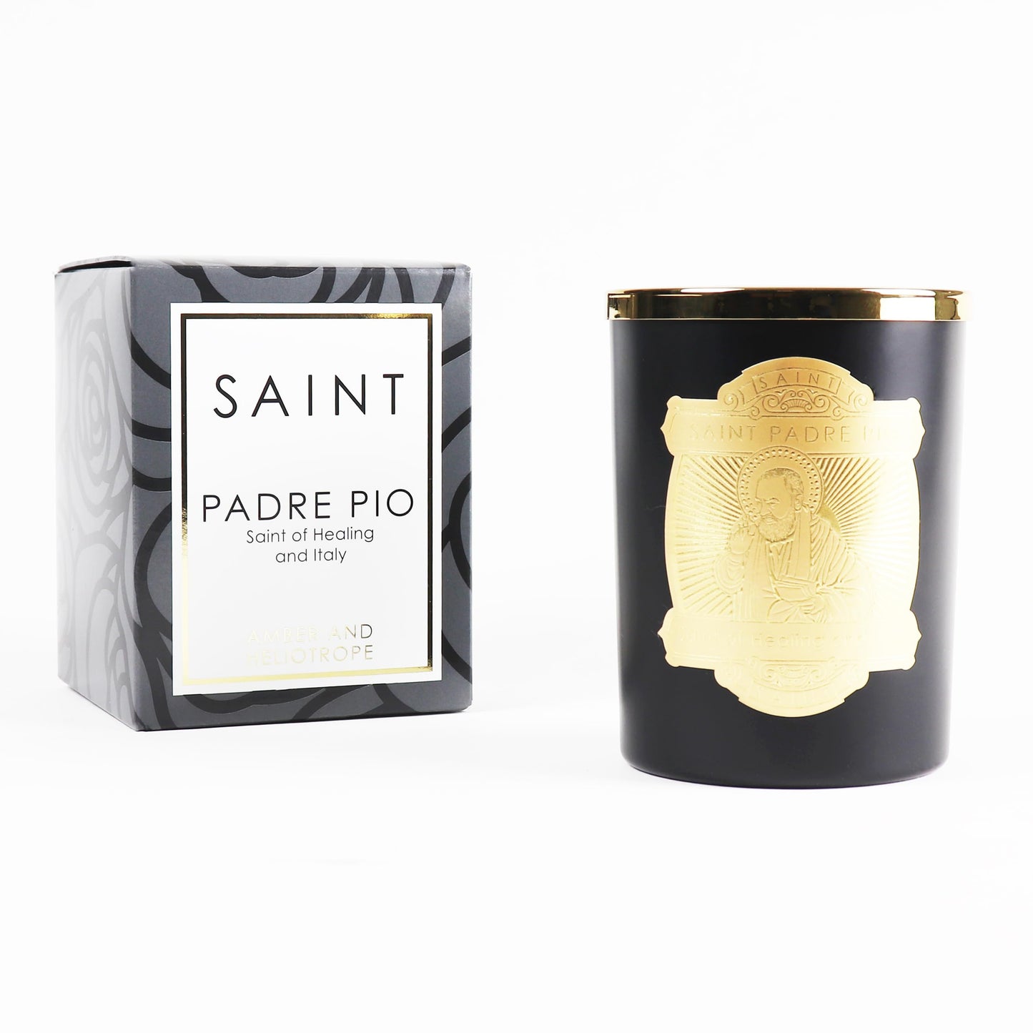 SAINT Padre Pio Scented Candle with Prayer Coin – Healing, Italy | Soy Coconut, 80 Hour Burn