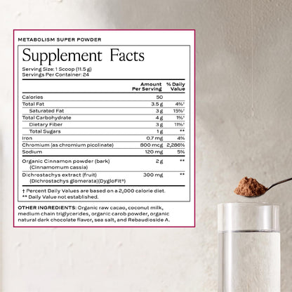SAKARA Metabolism Super Powder – Appetite Control, Weight Management, Chocolate Flavor | Vegan & Non-GMO | 24 Servings