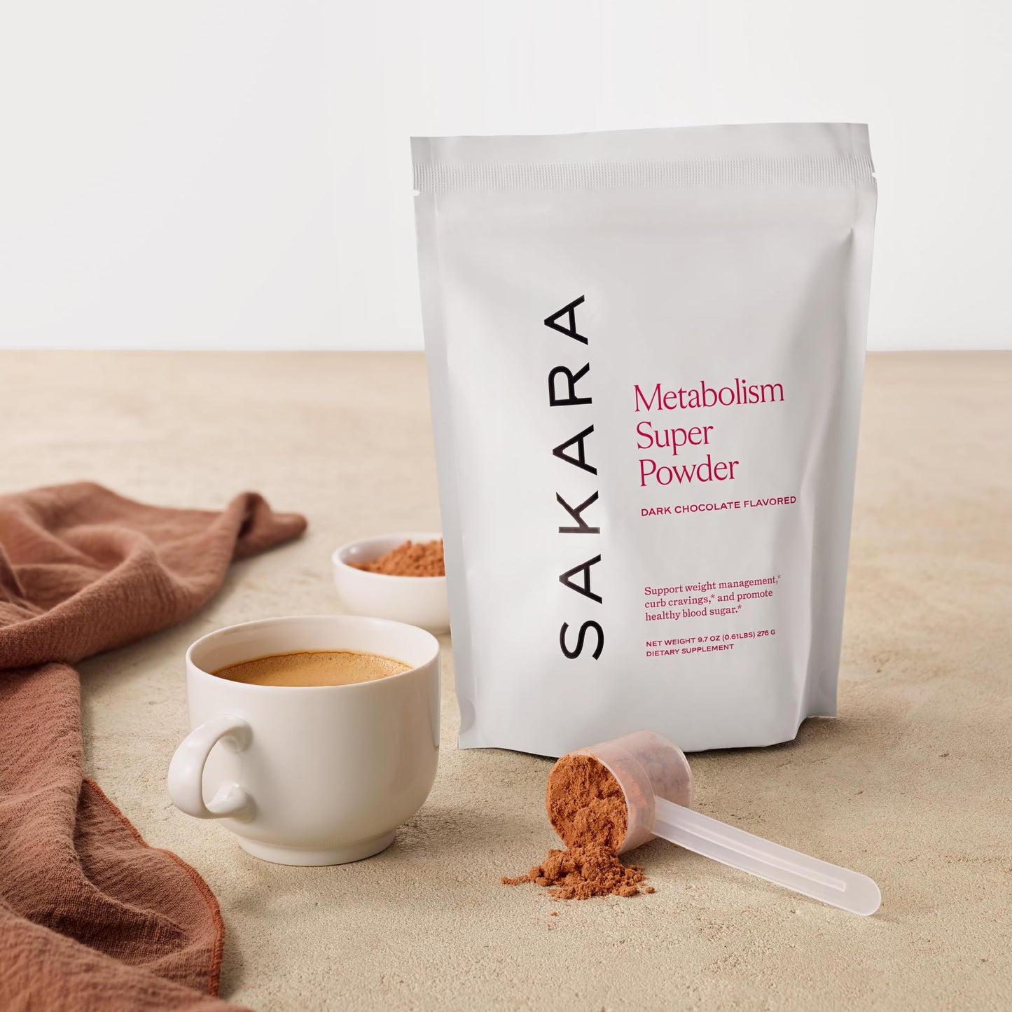 SAKARA Metabolism Super Powder – Appetite Control, Weight Management, Chocolate Flavor | Vegan & Non-GMO | 24 Servings