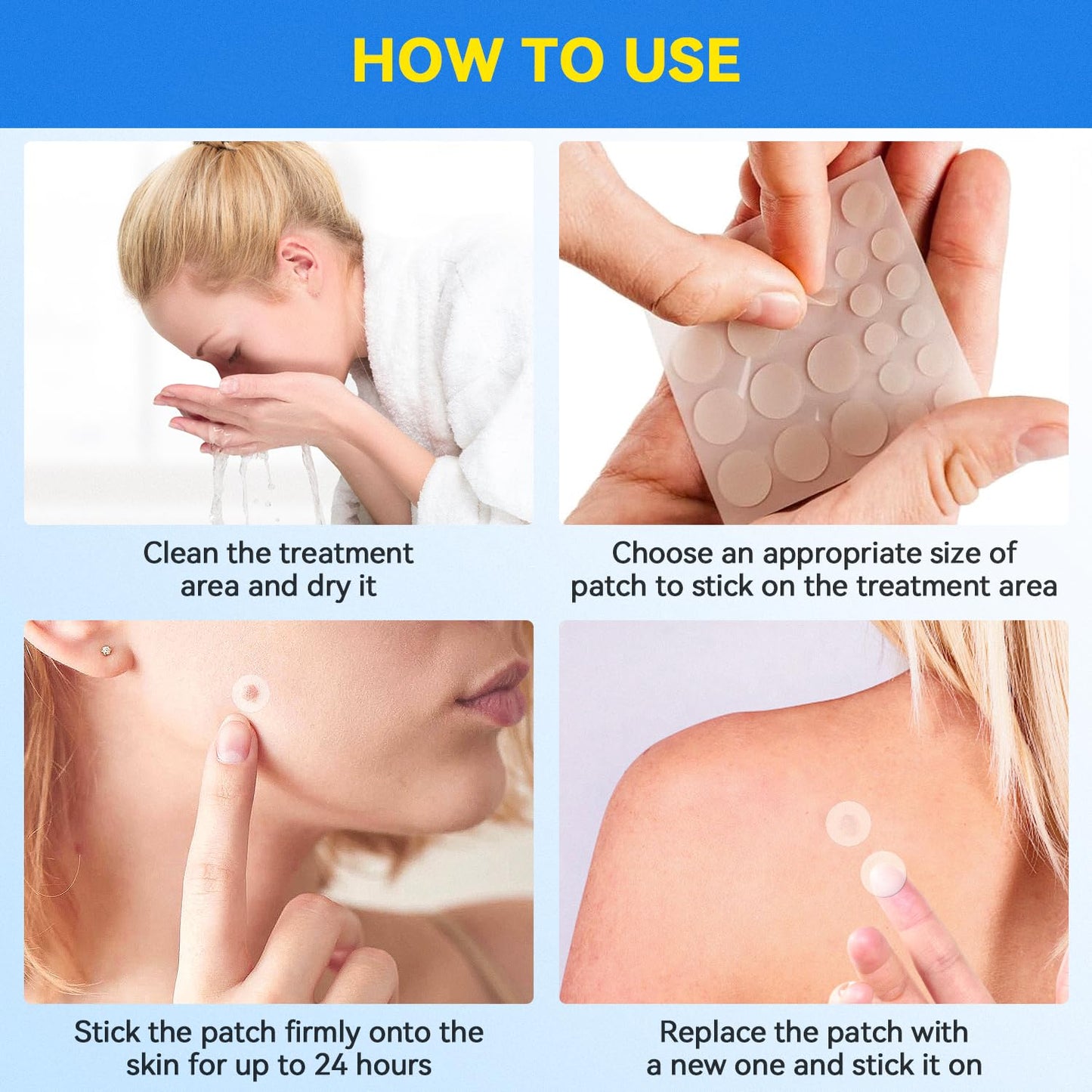 SAKIMA Wart Remover Patches – Waterproof, Invisible Hydrocolloid Patches (144 Pcs)