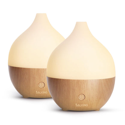 SAL KING Essential Oil Diffuser Set (2x 100ml) – Auto Shut-Off, Ultrasonic Diffusers, Warm White Lights