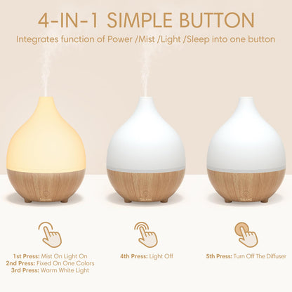 SAL KING Essential Oil Diffuser Set (2x 100ml) – Auto Shut-Off, Ultrasonic Diffusers, Warm White Lights