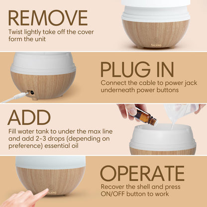 SAL KING Essential Oil Diffuser Set (2x 100ml) – Auto Shut-Off, Ultrasonic Diffusers, Warm White Lights