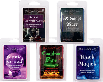 The Candle Daddy Salem Book of Smells Halloween 5 Pack - 5 Witchy Wax Melts (30 Cubes, 10 oz)