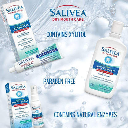 SALIVEA Extra Gentle Dry Mouth Spray – Soothing Mint with Enzymes (1.5oz, 250 Pumps)