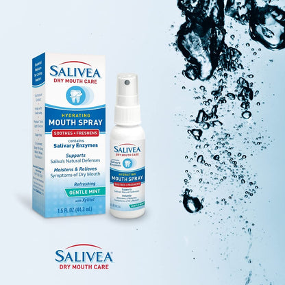 SALIVEA Extra Gentle Dry Mouth Spray – Soothing Mint with Enzymes (1.5oz, 250 Pumps)