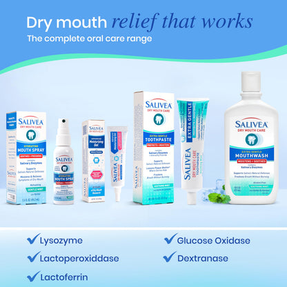 SALIVEA Dry Mouth Mouthwash – Soothing Mint with Natural Salivary Enzymes (2 Pack)