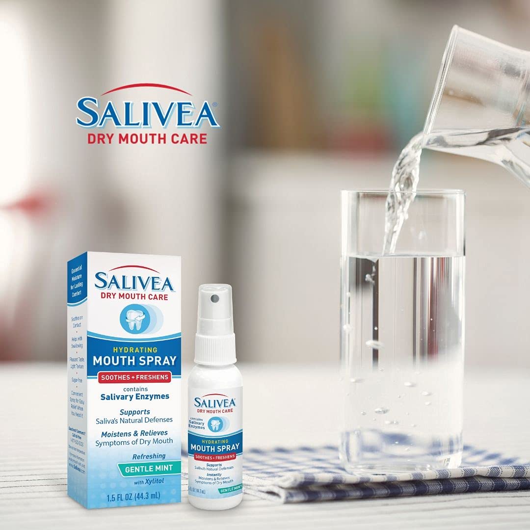 SALIVEA Extra Gentle Dry Mouth Spray – Soothing Mint with Enzymes (1.5oz, 250 Pumps)