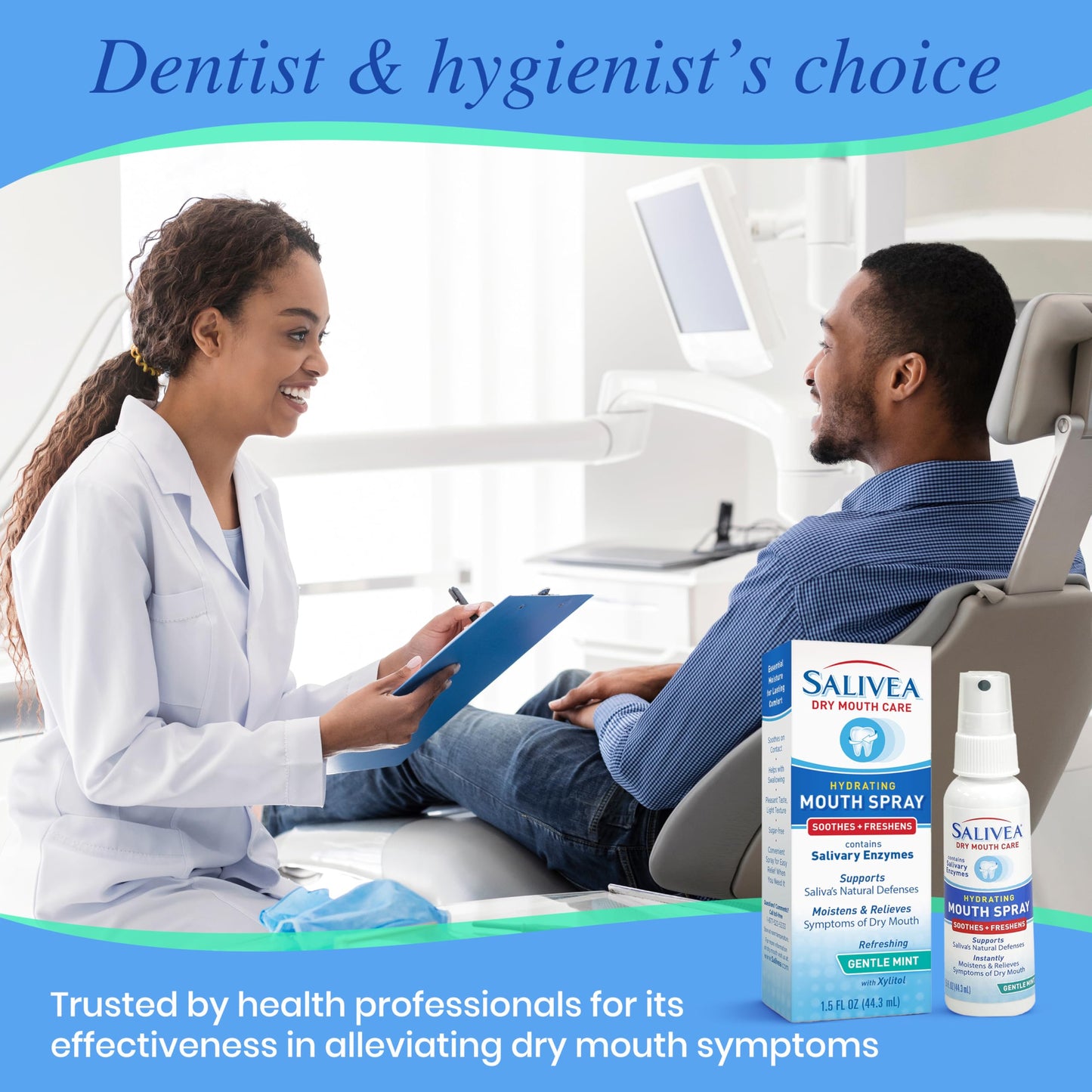 SALIVEA Extra Gentle Dry Mouth Spray – Soothing Mint, 250 Pumps 2-Pack